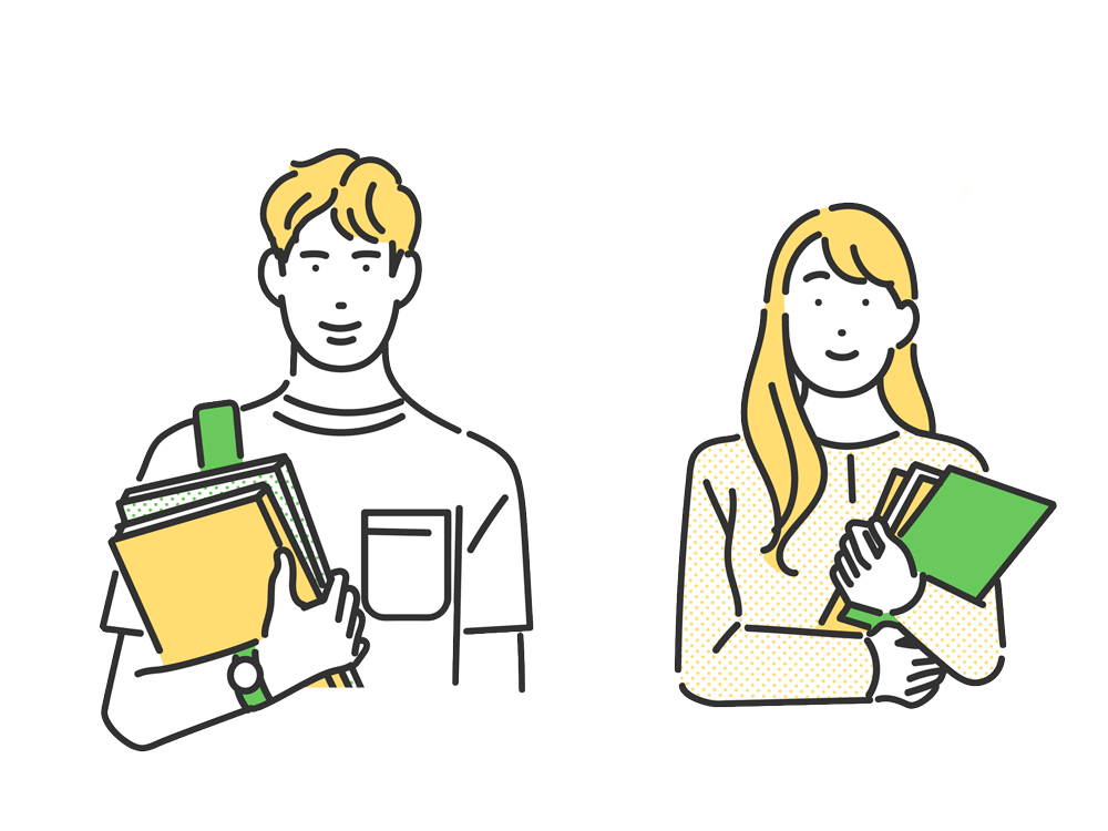 2人の大学生のイラスト